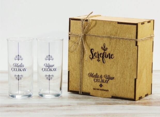 Ahşap Kutulu İkili Rakı Bardağı