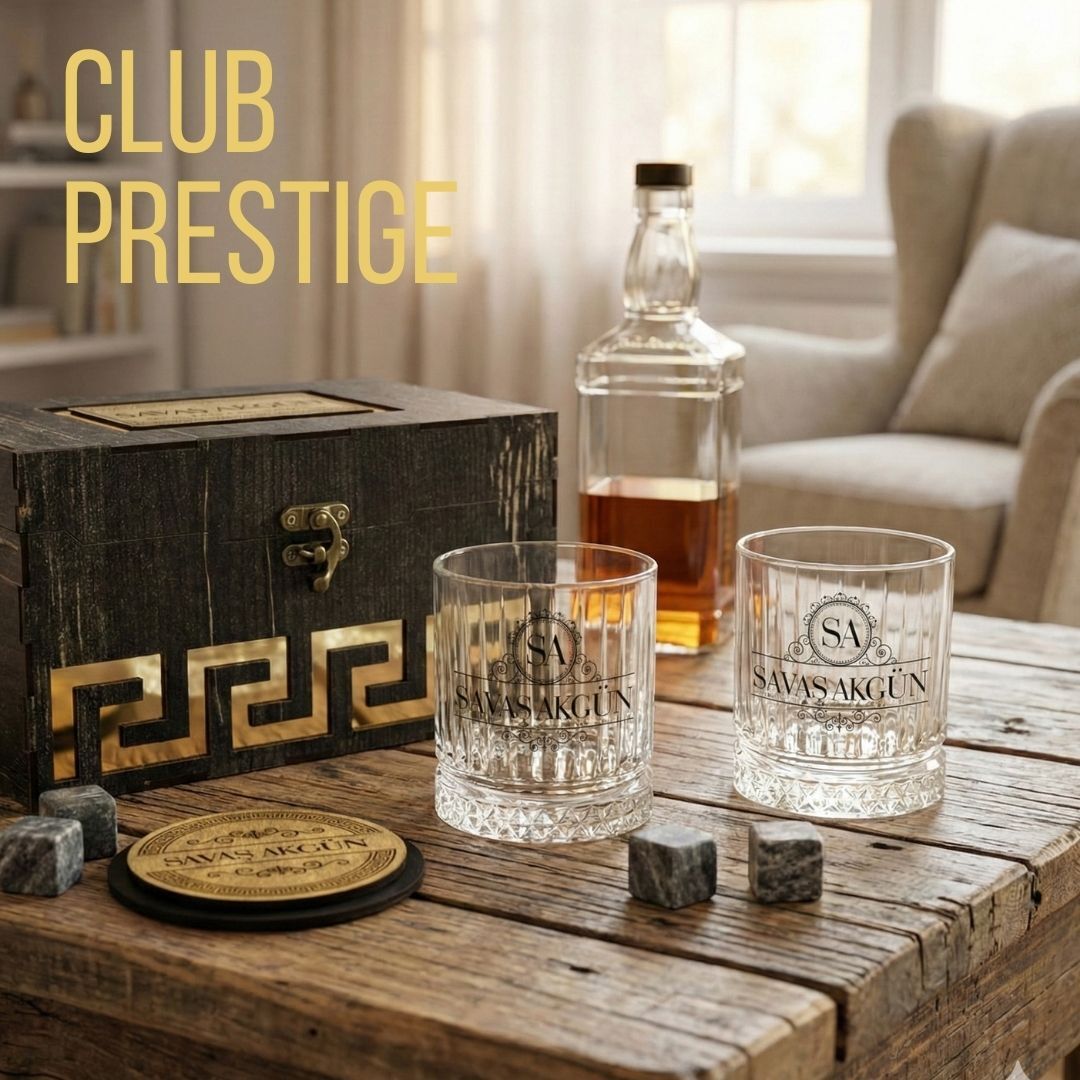 Prestige VIP Kişiye Özel Ahşap Kutulu Viski Set