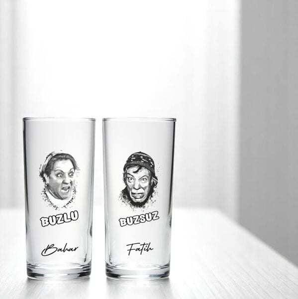 Buzlu Buzsuz İsim Baskılı İkili Rakı Bardağı