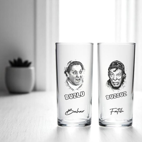 Buzlu Buzsuz İsim Baskılı İkili Rakı Bardağı