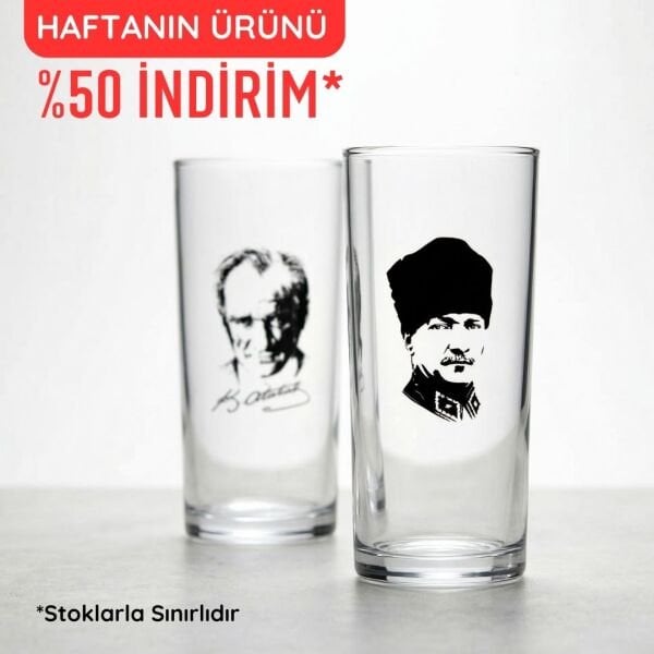 Atatürk Silüetli Paşabahçe 2'li Rakı Bardağı Seti