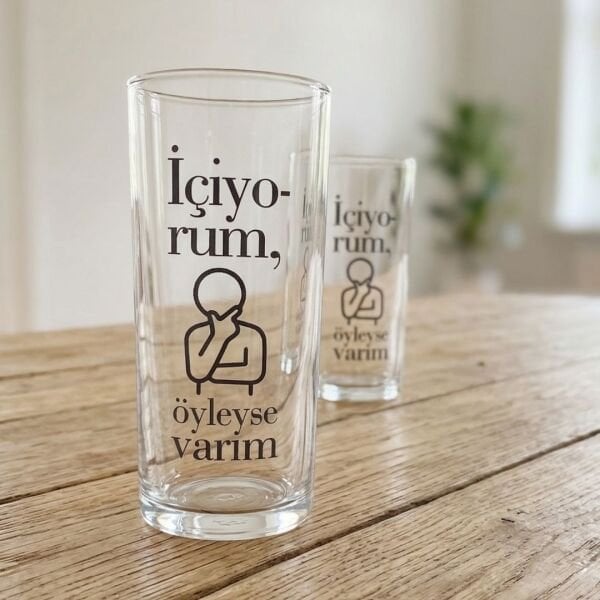 İçiyorum Öyleyse Varım 2'li Rakı Bardağı Seti | Esprili Tasarım
