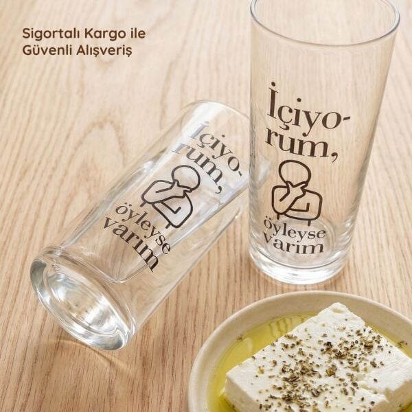 İçiyorum Öyleyse Varım 2'li Rakı Bardağı Seti | Esprili Tasarım