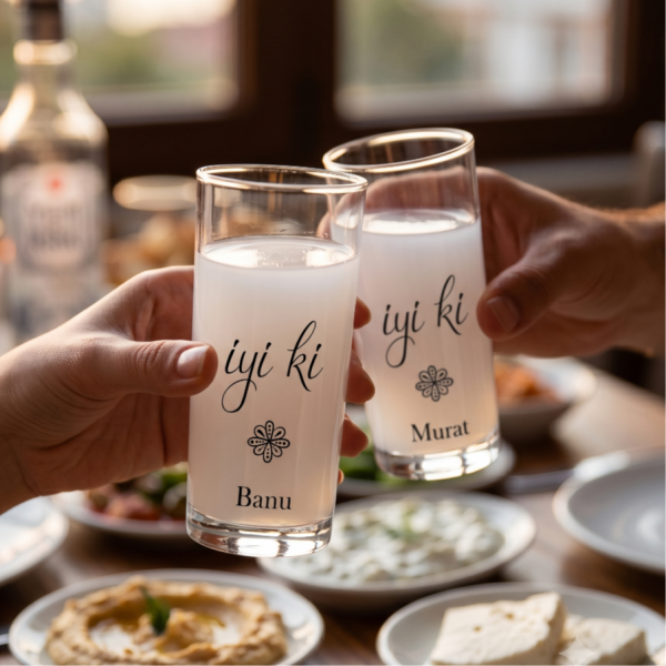 ''İyi ki'' İsimli İkili Rakı Bardağı