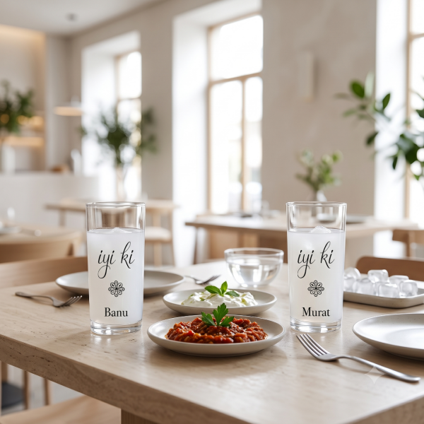 ''İyi ki'' İsimli İkili Rakı Bardağı