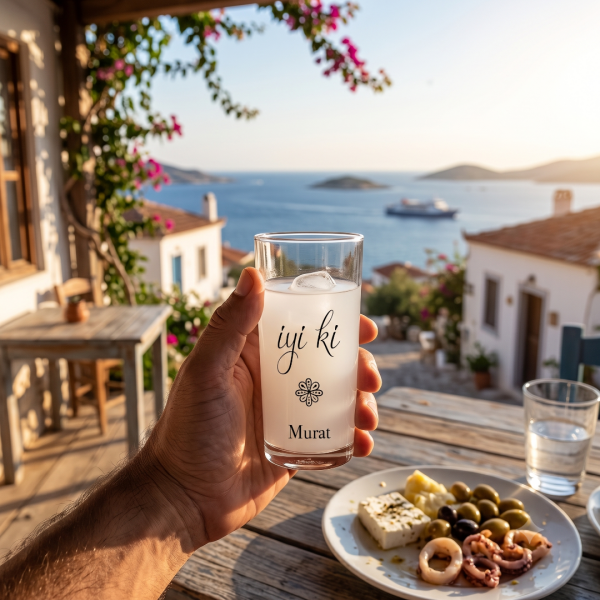 ''İyi ki'' İsimli İkili Rakı Bardağı