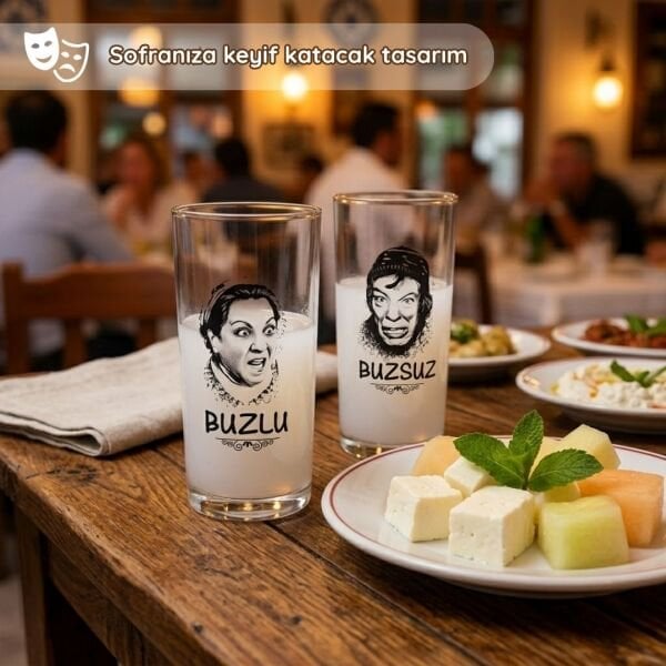 Münir Özkul & Adile Naşit Nostaljik Rakı Bardağı Seti