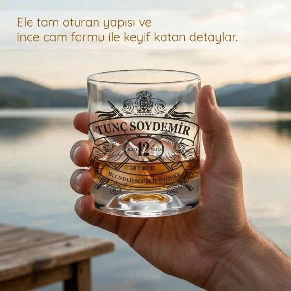 Regal Serisi İsme Özel Kabartma Baskılı Viski Bardağı
