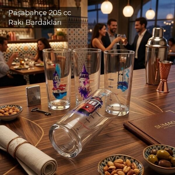 İstanbul Serisi Özel Tasarım 4'lü Rakı Bardağı Seti