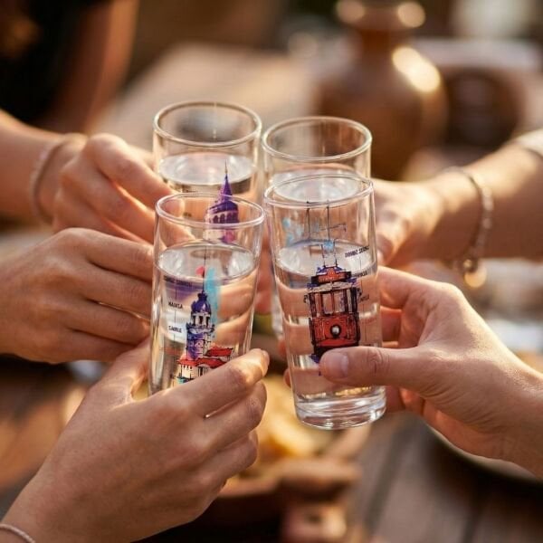 İstanbul Serisi Özel Tasarım 4'lü Rakı Bardağı Seti
