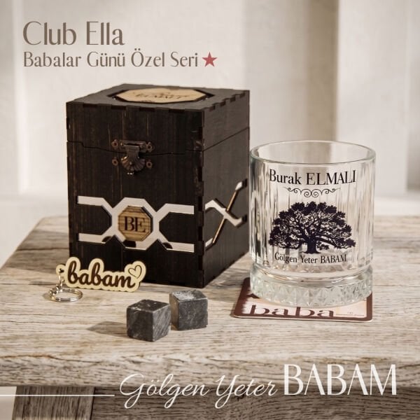 Gölgen Yeter Babam - Club Ella Babalara Özel Viski Bardağı - Özel Seri
