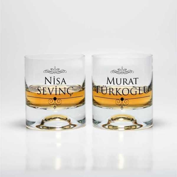 Kişiye Özel İsim Baskılı İkili Paşabahçe Viski Bardağı