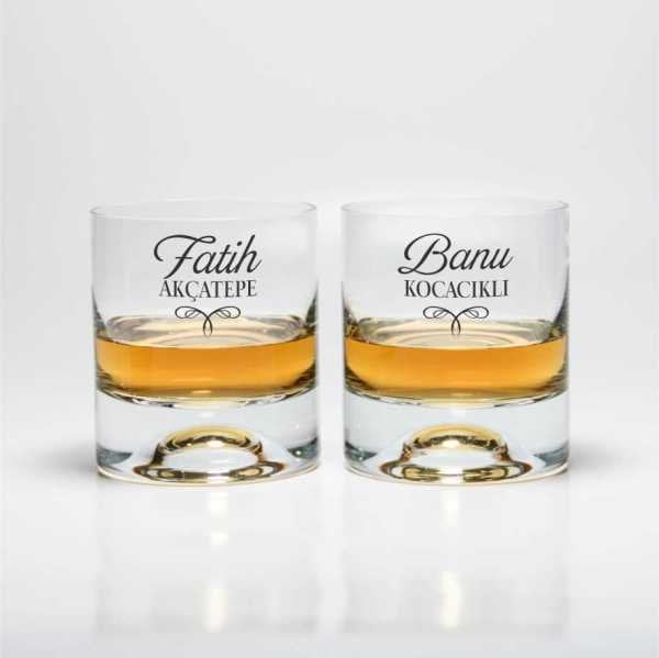 Kişiye Özel İsim Baskılı İkili Paşabahçe Viski Bardağı