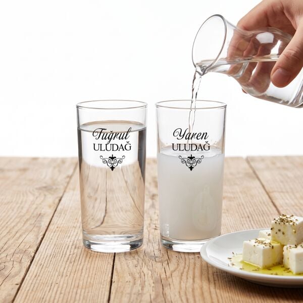 Kişiye Özel İsim Baskılı İkili Rakı Bardağı