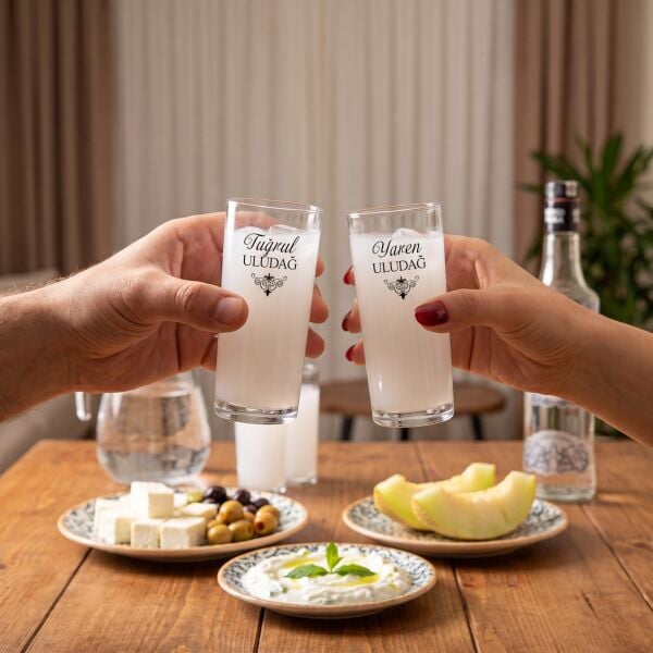 Kişiye Özel İsim Baskılı İkili Rakı Bardağı