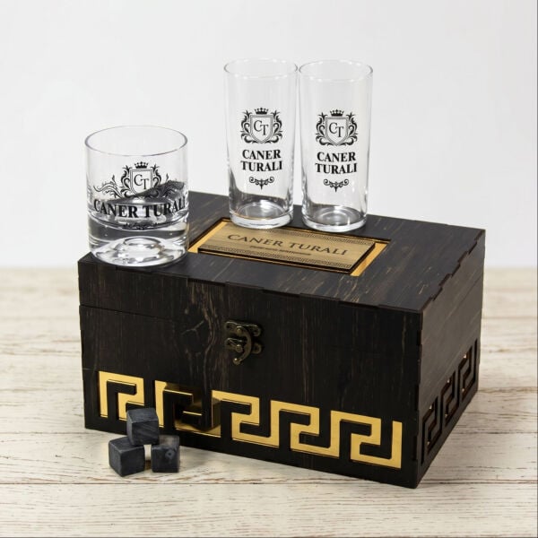 Milano Viski & Rakı Set – Kişiye Özel Ahşap Kutulu