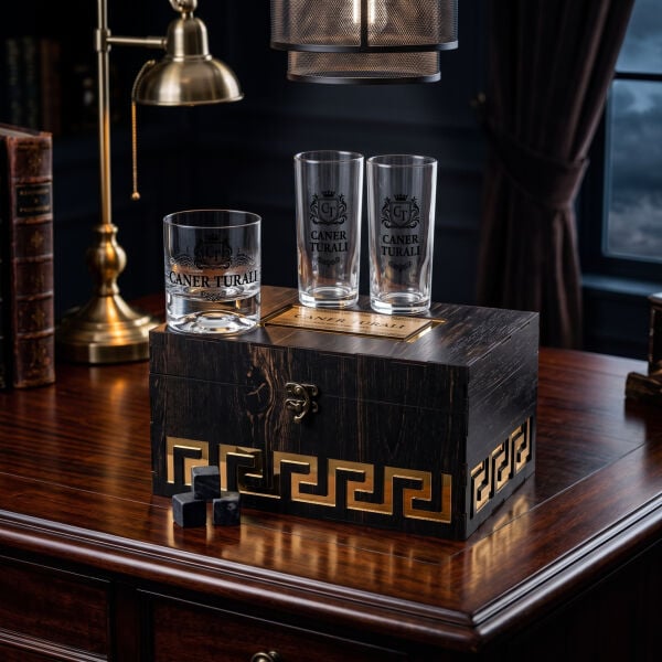 Milano Viski & Rakı Set – Kişiye Özel Ahşap Kutulu