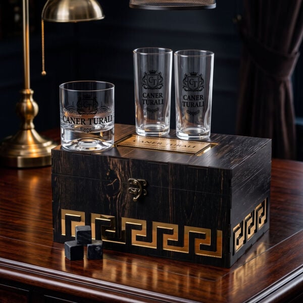 Club Milano Viski & Rakı Set – Kişiye Özel Ahşap Kutulu