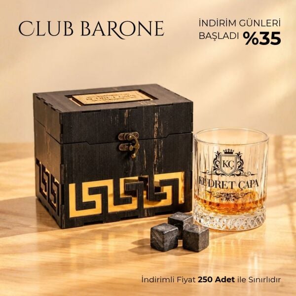 Club Barone Ahşap Kutulu Paşabahçe Viski Bardağı