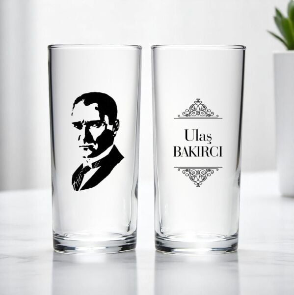 İsim Baskılı İkili Ata Rakı Bardağı