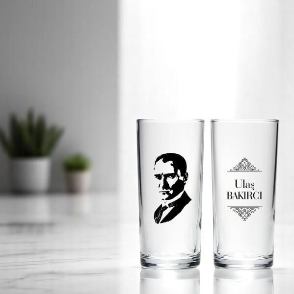 İsim Baskılı İkili Ata Rakı Bardağı