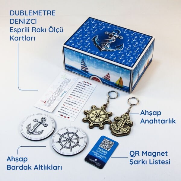 Aqua Marine Denizcilere Özel İkili Rakı Bardağı Hediyelik Set
