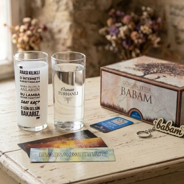 Travmatik Baba Sözleri İkili İsim Baskılı Rakı Bardağı -Hediyelik Kutulu