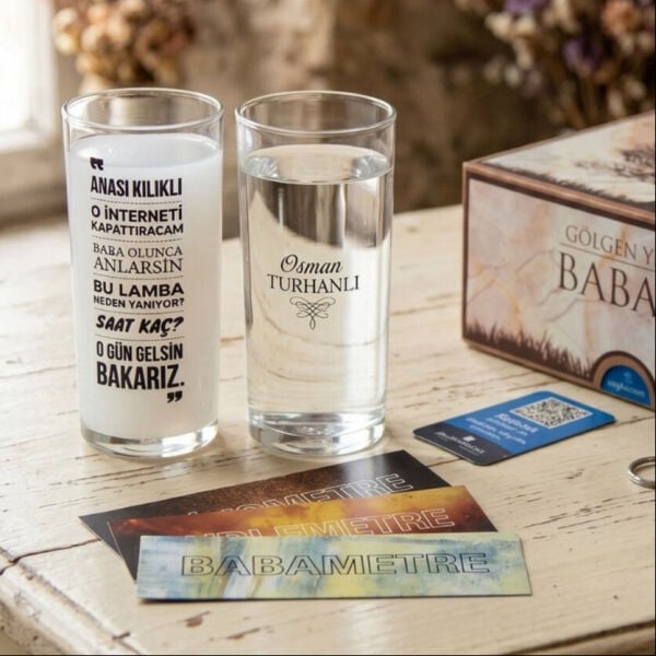 Travmatik Baba Sözleri İkili İsim Baskılı Rakı Bardağı -Hediyelik Kutulu