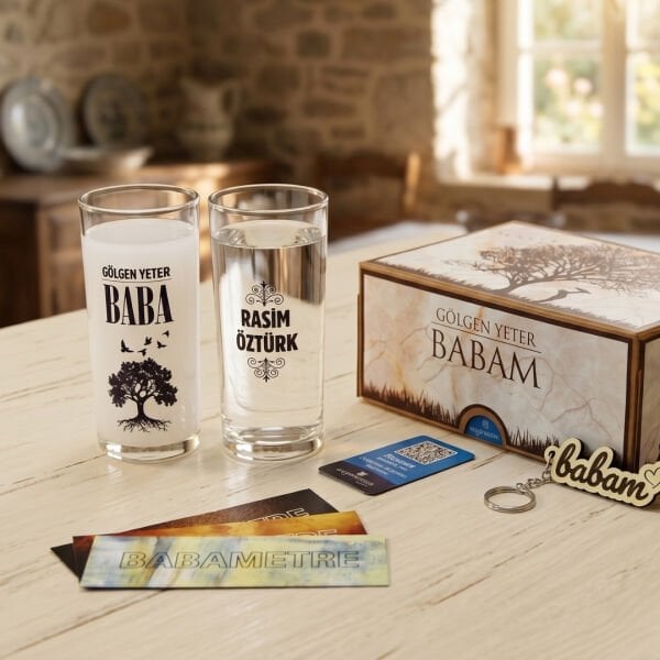 Gölgen Yeter Baba İkili Rakı Bardağı Hediyelik Kutulu Set