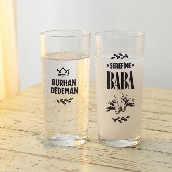 Şerefine Baba İkili Rakı Bardağı - Hediyelik Kutulu