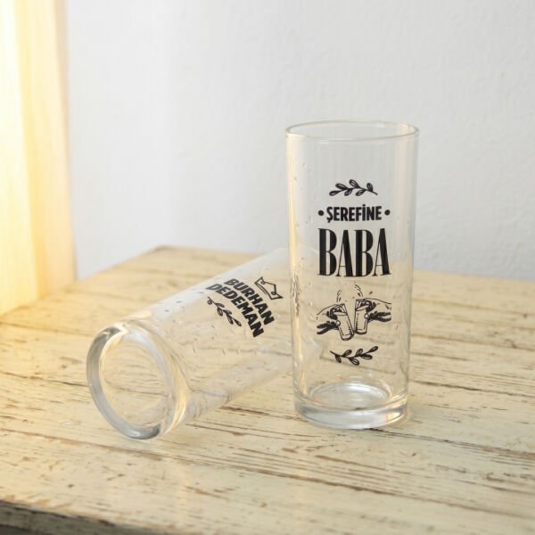 Şerefine Baba İkili Rakı Bardağı - Hediyelik Kutulu