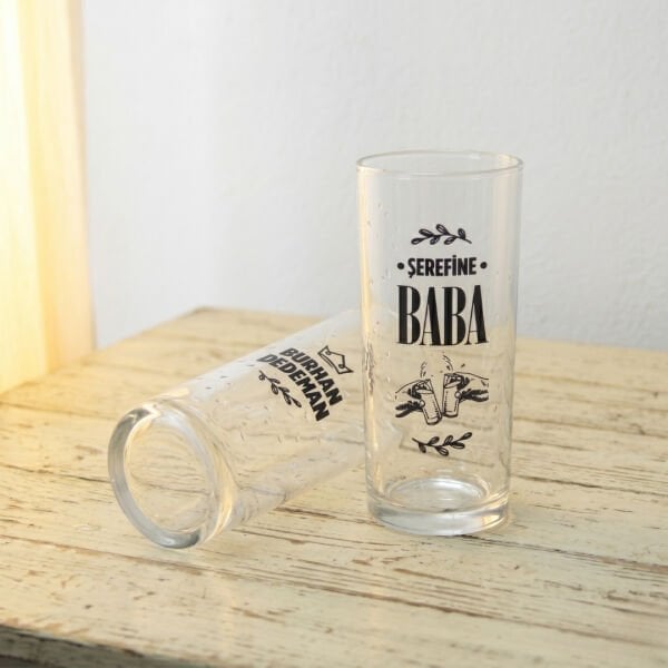 Şerefine Baba İkili Rakı Bardağı - Hediyelik Kutulu