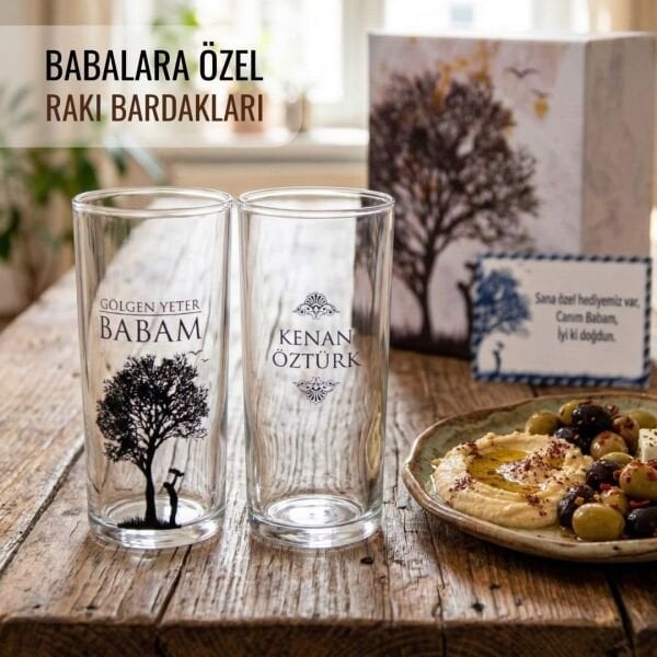 Gölgen Yeter Baba Rakı Bardağı Seti | Babalar Günü ve Doğum Günü Hediyesi