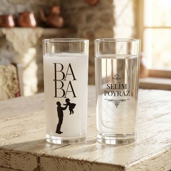 BABA Kız İkili Rakı Bardağı Hediyelik Kutulu Set