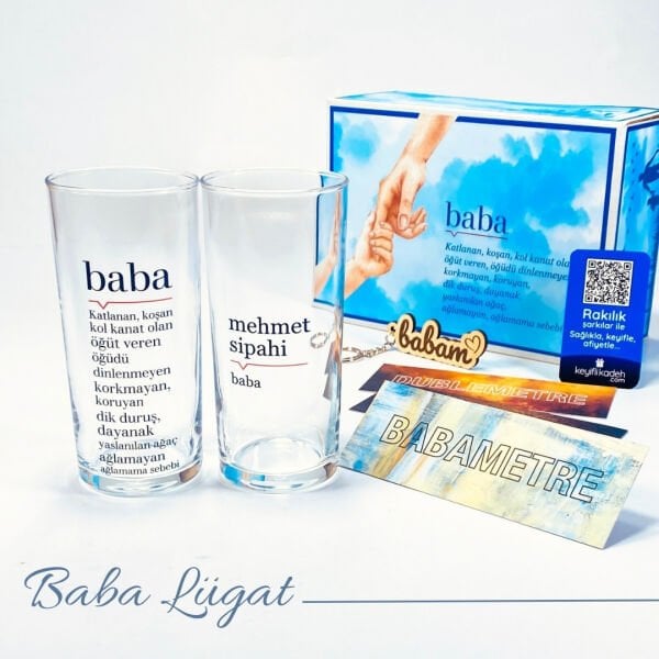 Lügat İkili Baba Rakı Bardağı - Hediyelik Kutulu Set