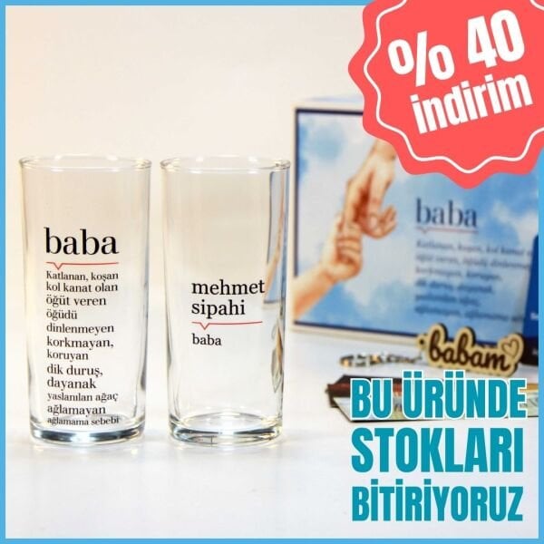 Lügat İkili Baba Rakı Bardağı - Hediyelik Kutulu Set