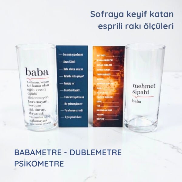 Lügat İkili Baba Rakı Bardağı - Hediyelik Kutulu Set