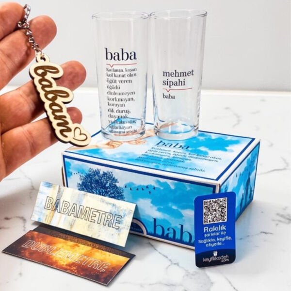 Lügat İkili Baba Rakı Bardağı - Hediyelik Kutulu Set