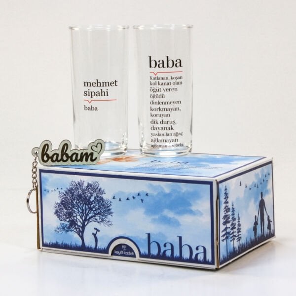 Lügat İkili Baba Rakı Bardağı - Hediyelik Kutulu Set