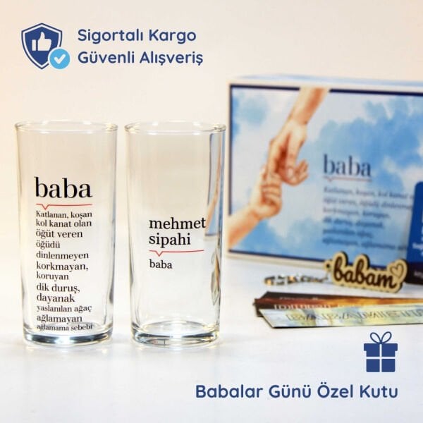 Lügat İkili Baba Rakı Bardağı - Hediyelik Kutulu Set