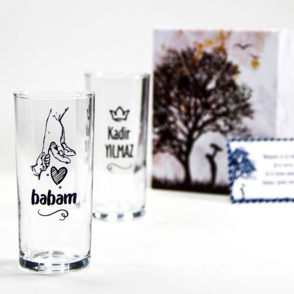 Babam İkili İsim Baskılı Rakı Bardağı