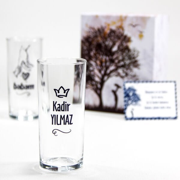 Babam İkili İsim Baskılı Rakı Bardağı