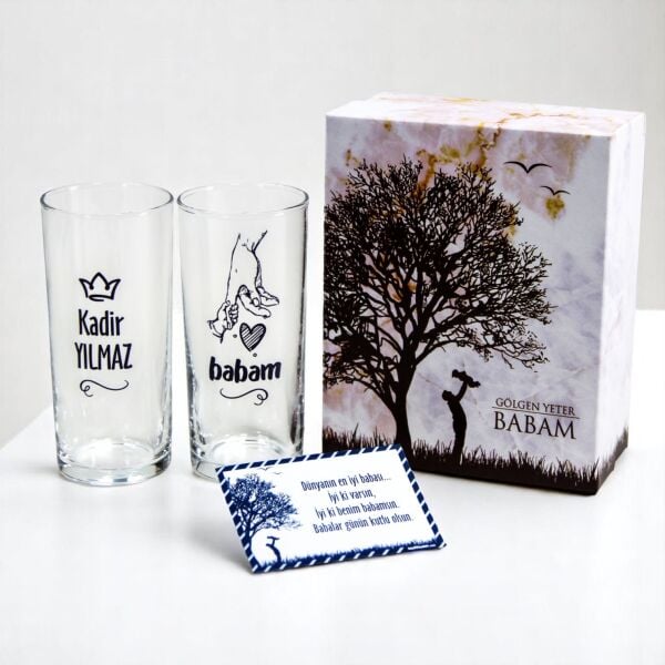 Babam İkili İsim Baskılı Rakı Bardağı