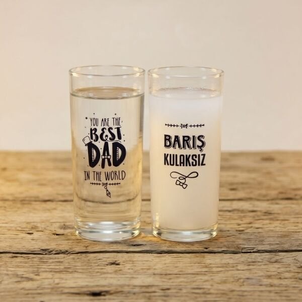 Best Dad Babaya Özel İkili Rakı Bardağı - Hediyelik Kutulu