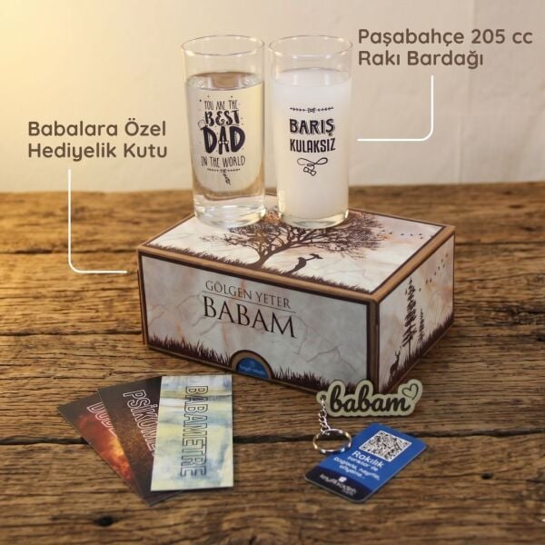 Best Dad Babaya Özel İkili Rakı Bardağı - Hediyelik Kutulu