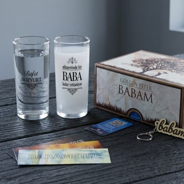 Nihayetinde Bir Baba İkili Rakı Bardağı - Hediyelik Kutu Set