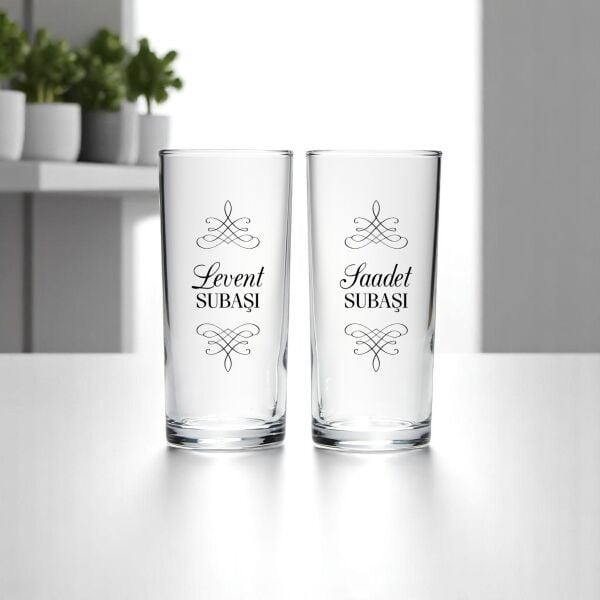 Motifli İsim Baskılı İkili Rakı Bardağı