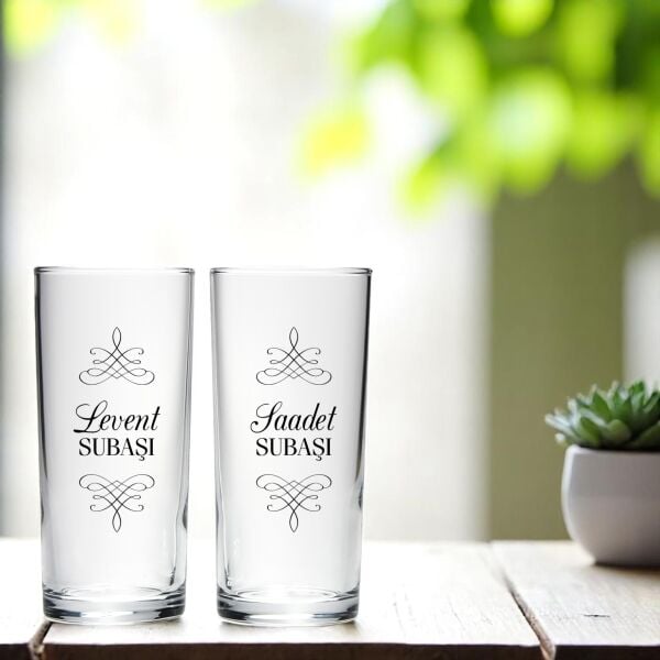 Motifli İsim Baskılı İkili Rakı Bardağı