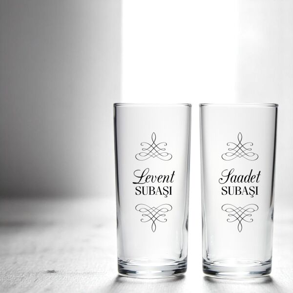 Motifli İsim Baskılı İkili Rakı Bardağı