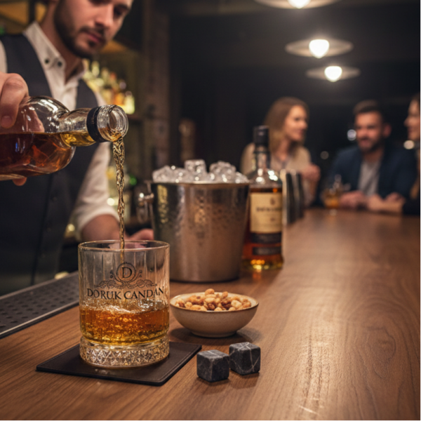 Club Ella Ahşap Kutulu Viski Seti | Kişiye Özel Baskılı & Şık Hediye